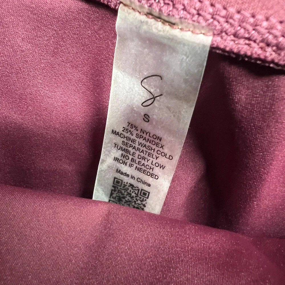 SSYS The Label Flare Leggings Womens S Burgundy High Waist Ankle Zip EUC